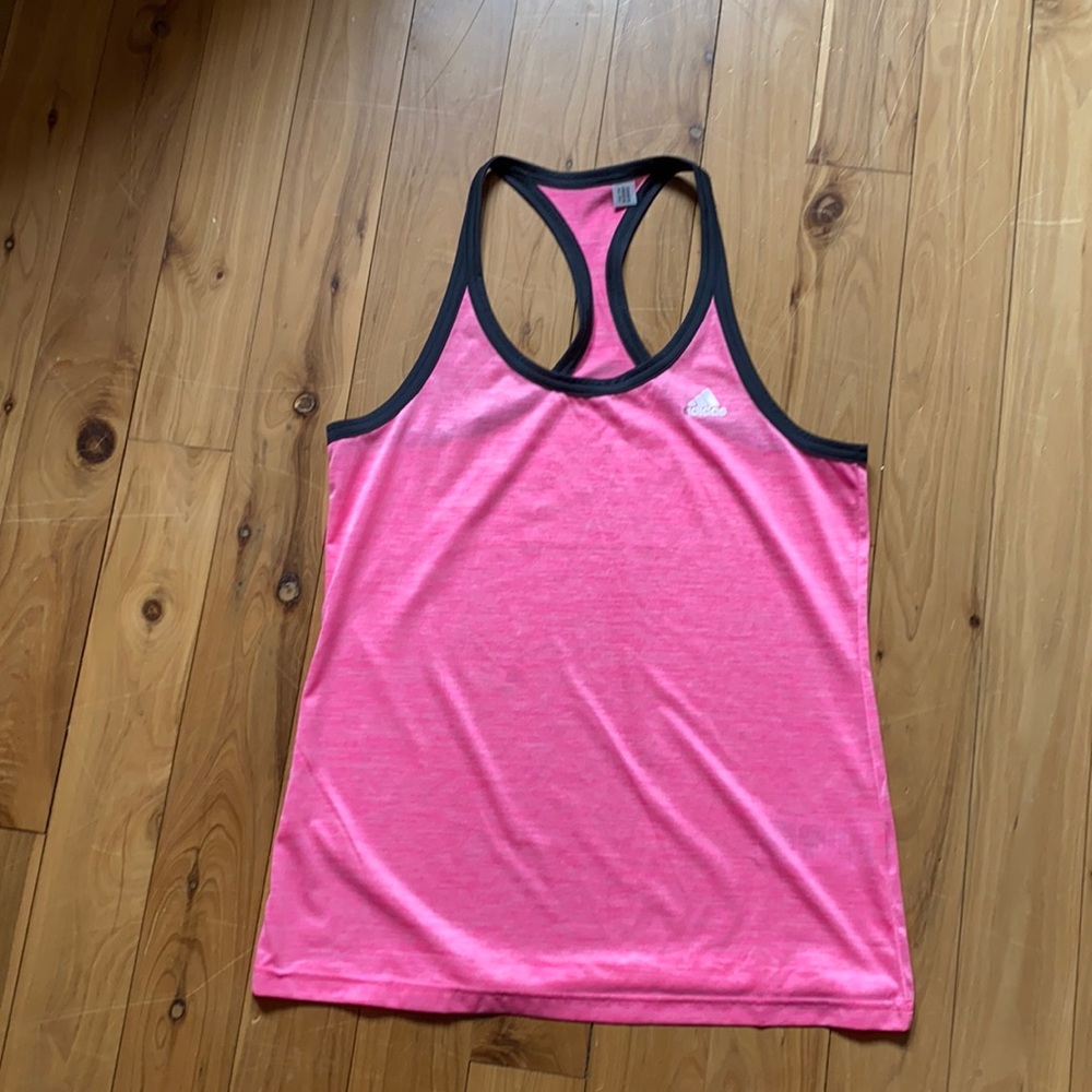 Adidas pink and black tank top